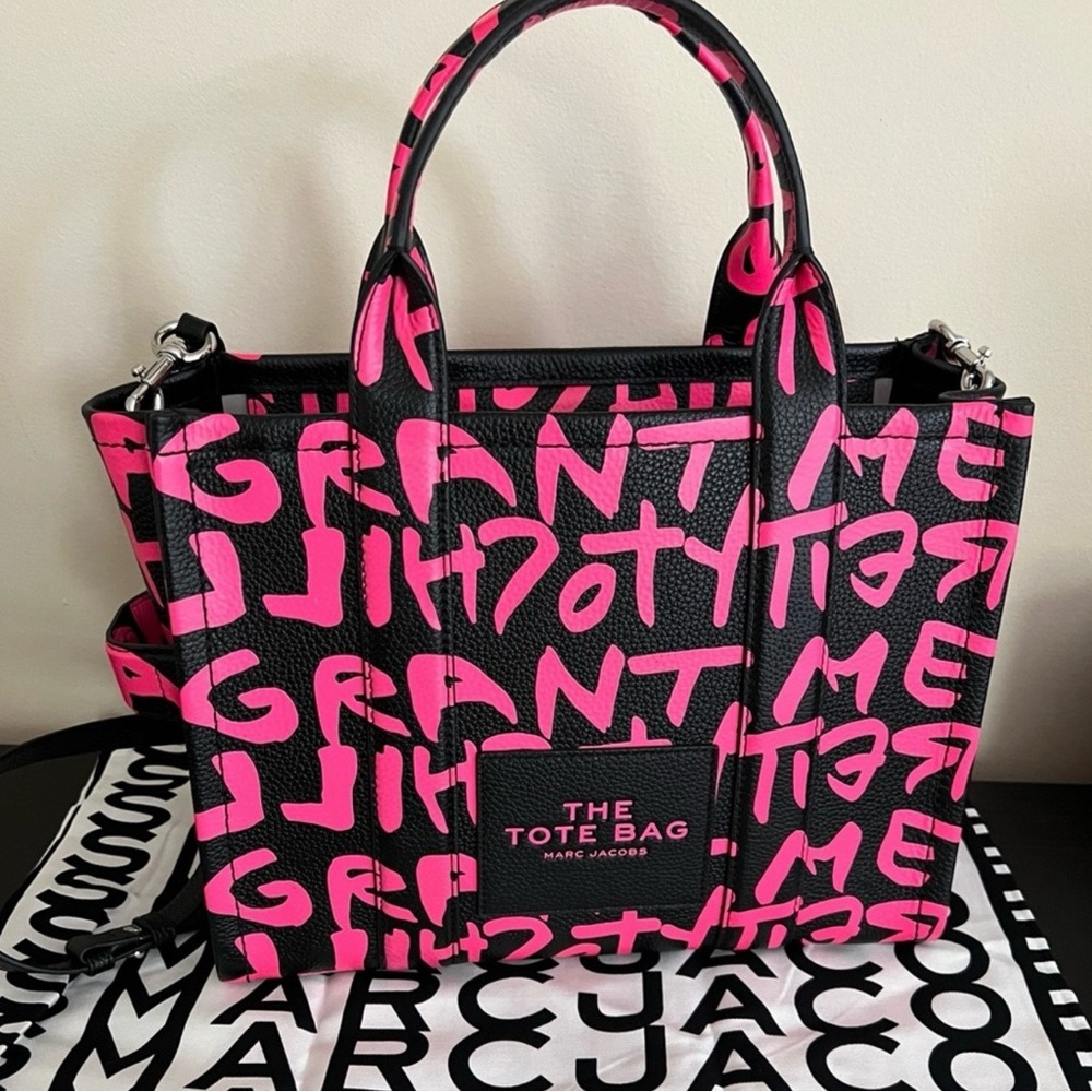 Marc Jacobs Stephen Sprouse Graffiti Pink and Black Med Tote Bag